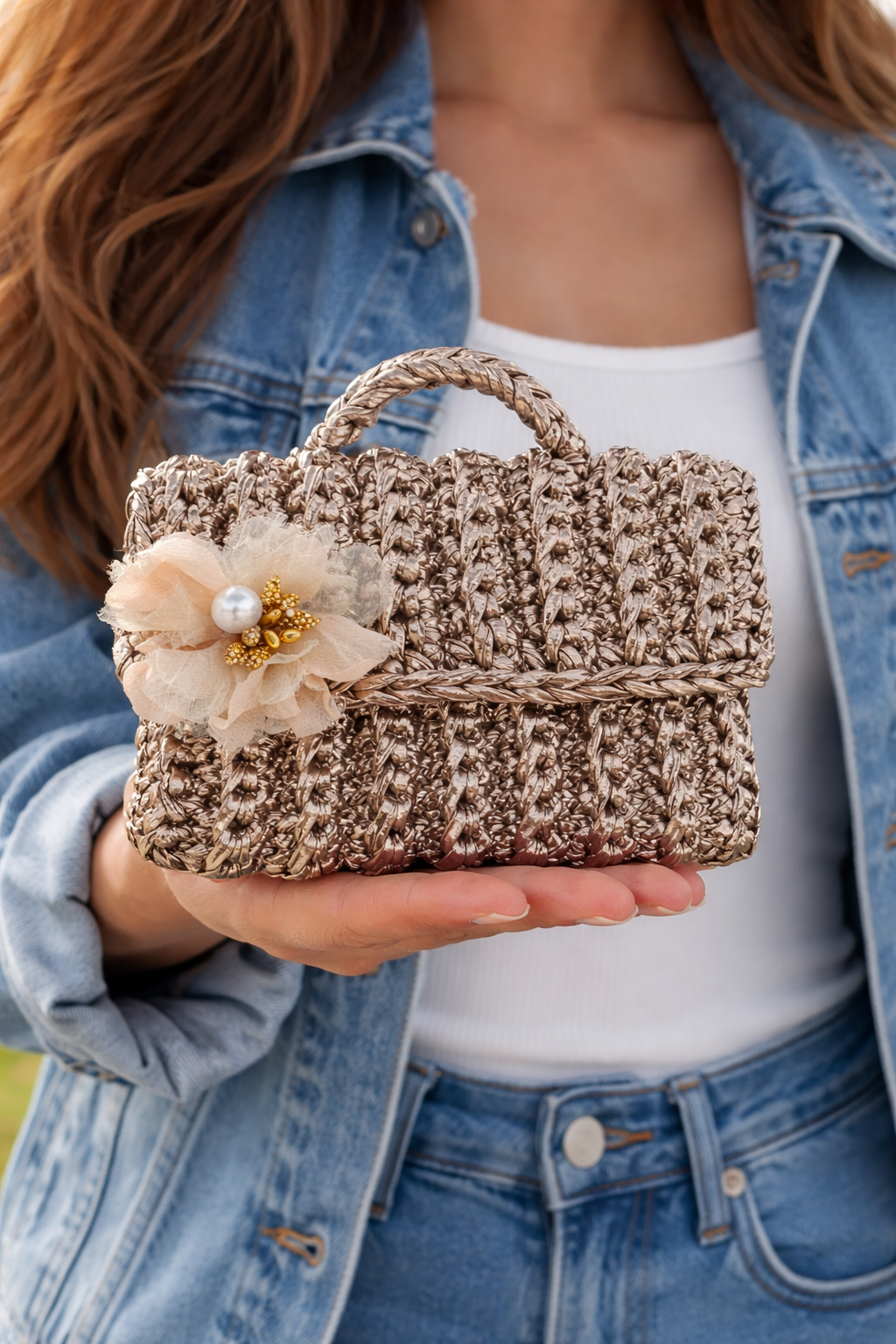 Pochette bronze flower