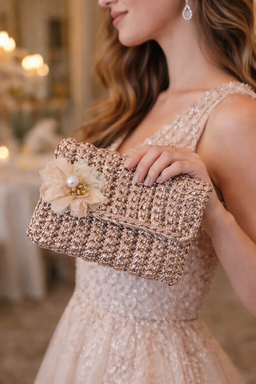 Pochette bronze flower